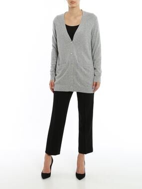 MICHAEL KORS COLLECTION Pearl Gray 100% Cashmere Cardigan Sweater SMALL $992